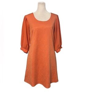 Altar’d State Coral 3/4 Bell Sleeve Embossed Dress Size Large